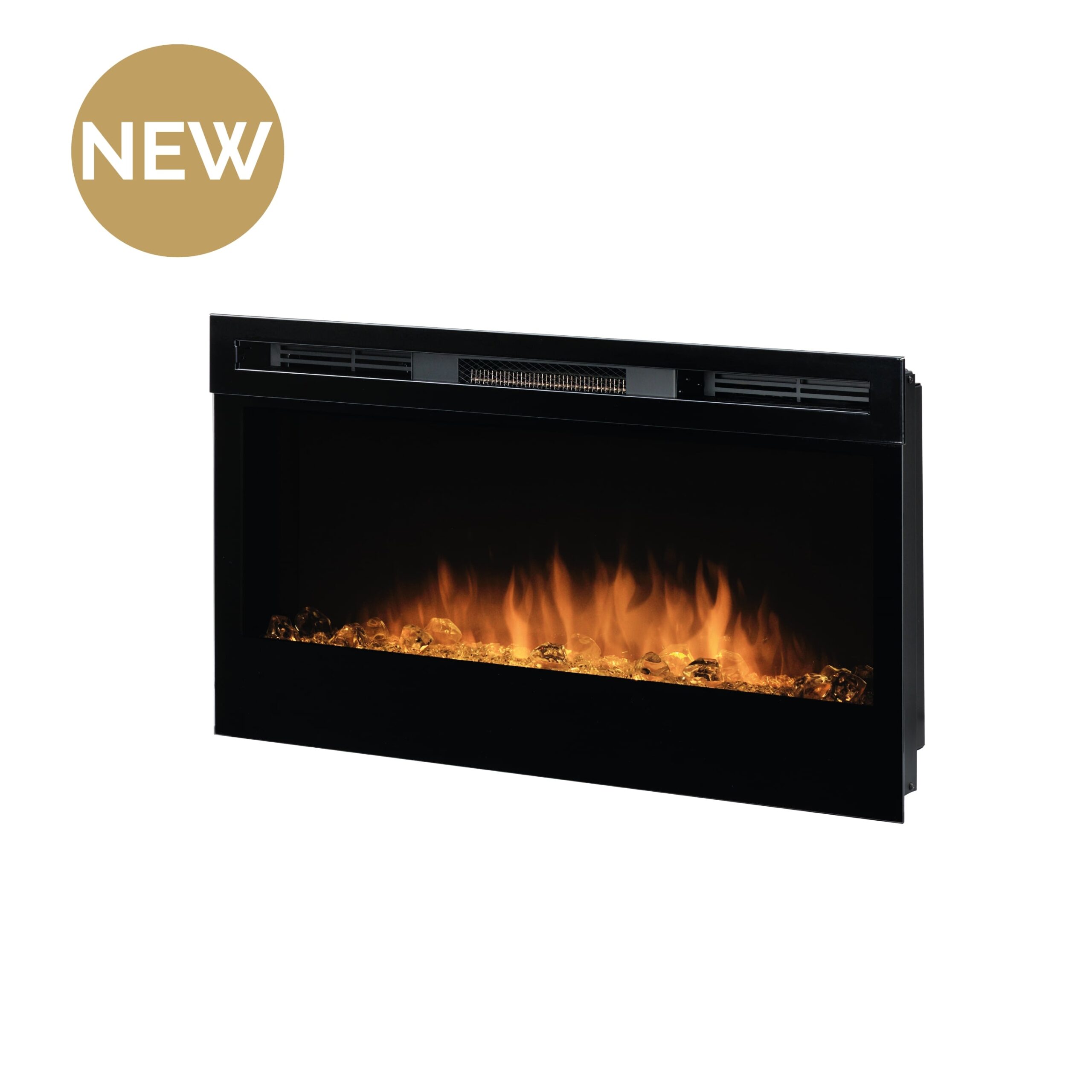 Luminous Plus Electric Fireplace by GlammFire with LCD display and heating function, perfect for contemporary interiors